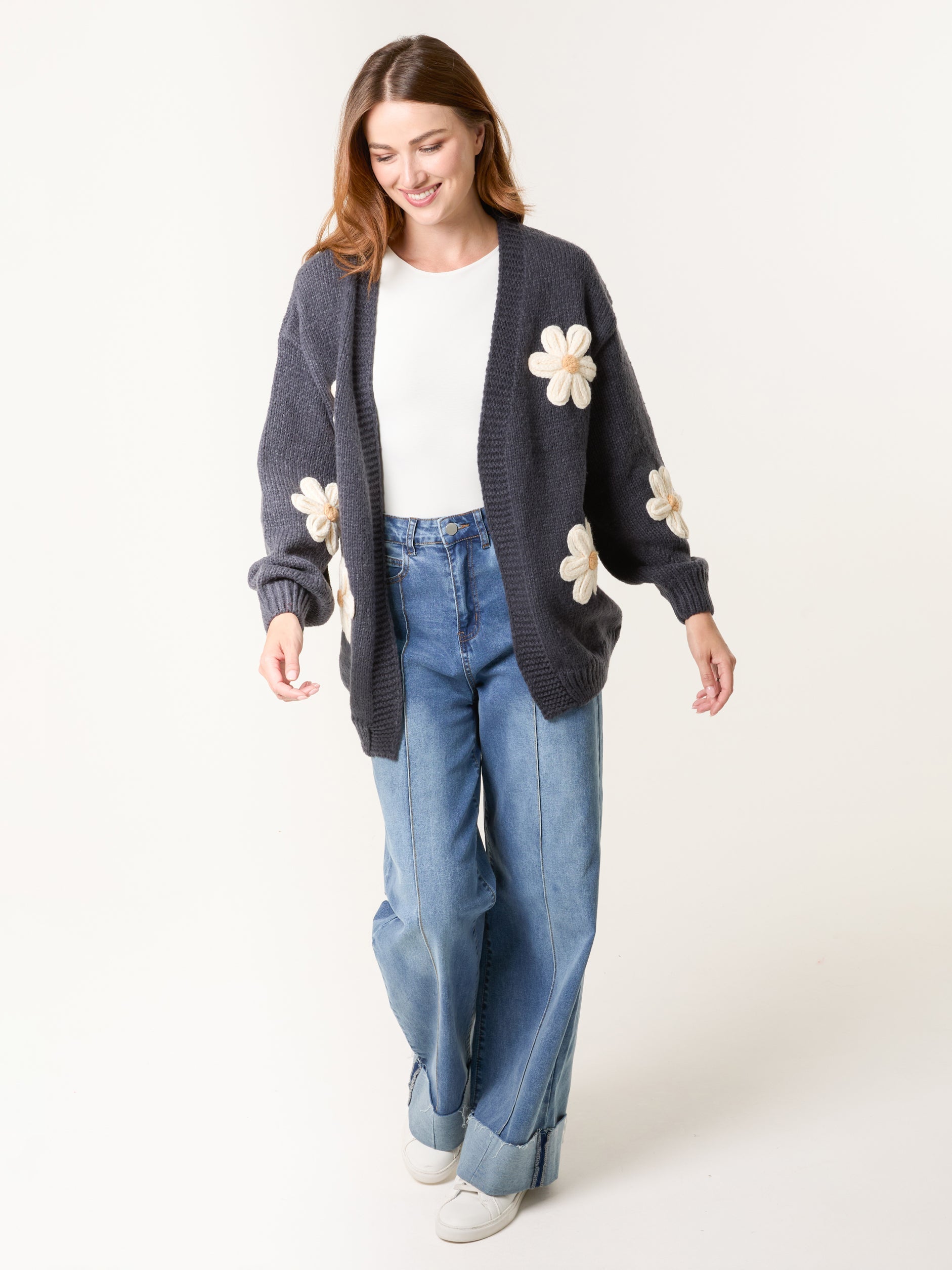 Daisy Large Flower Cardigan