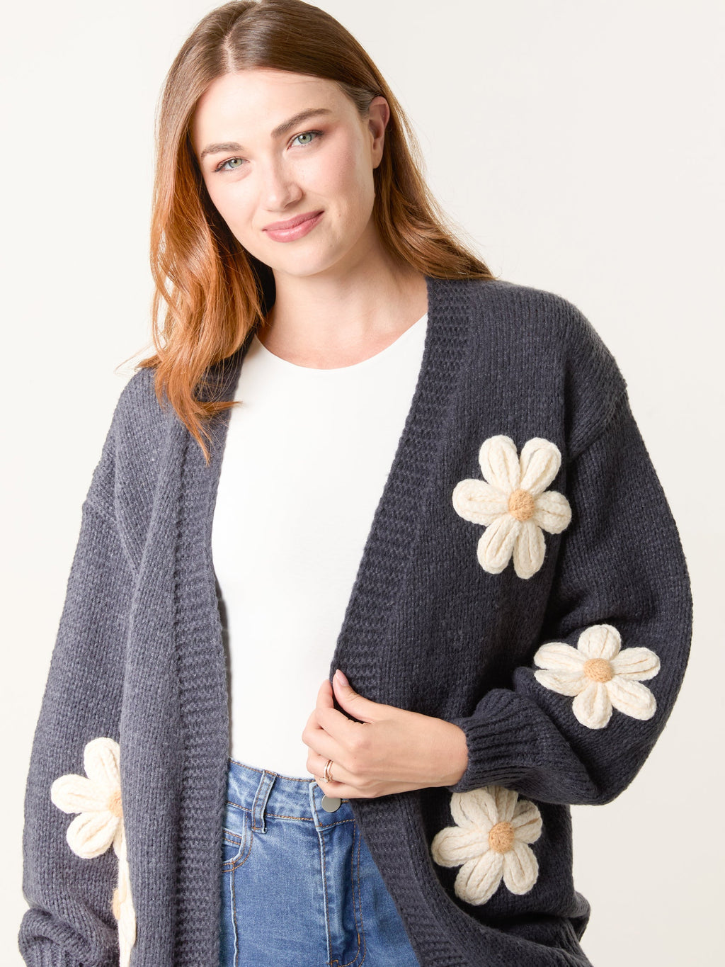 Daisy Large Flower Cardigan