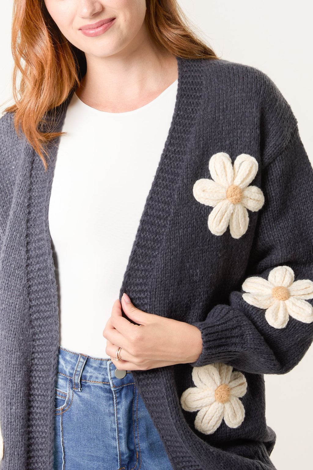 Daisy Large Flower Cardigan
