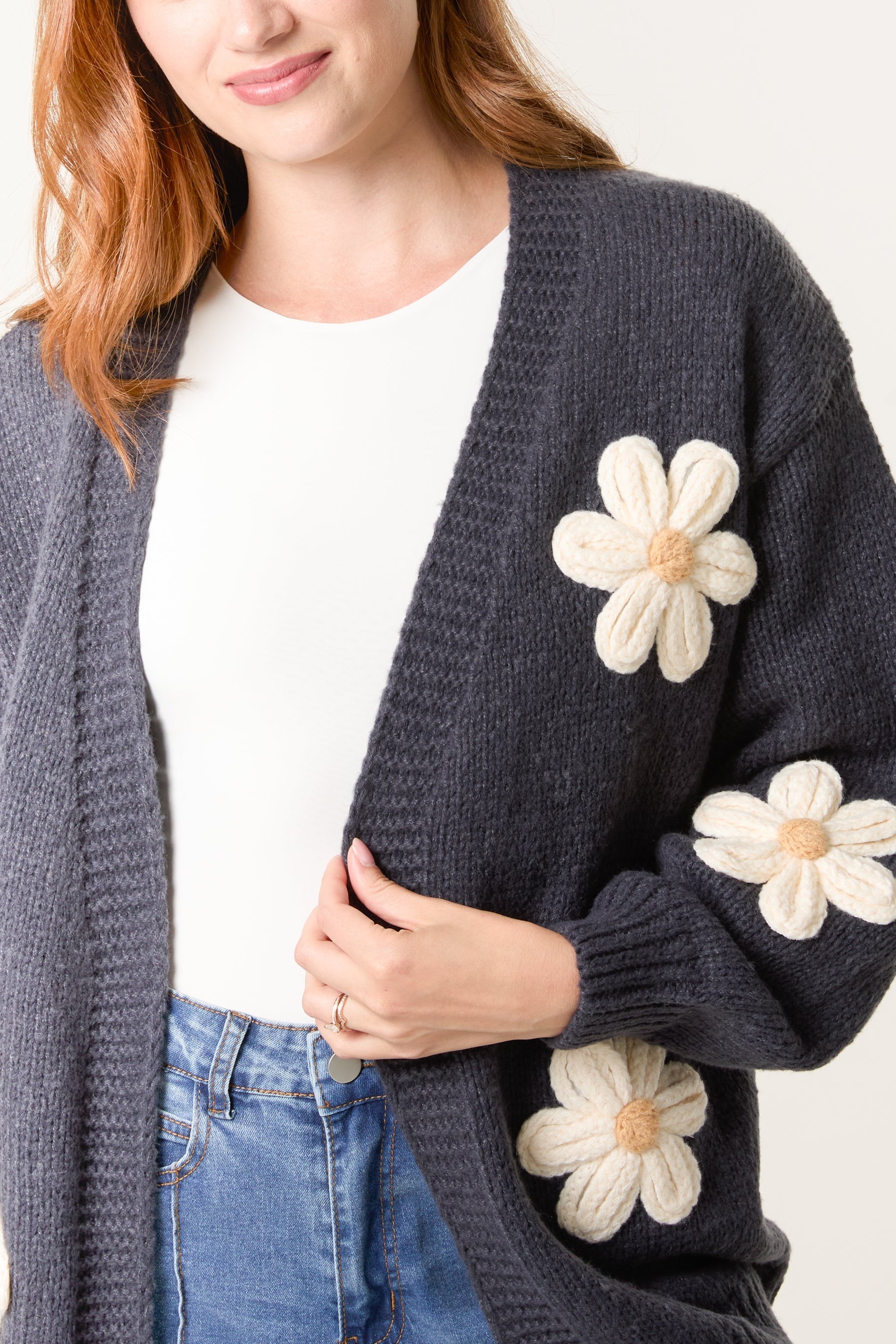 Daisy Large Flower Cardigan