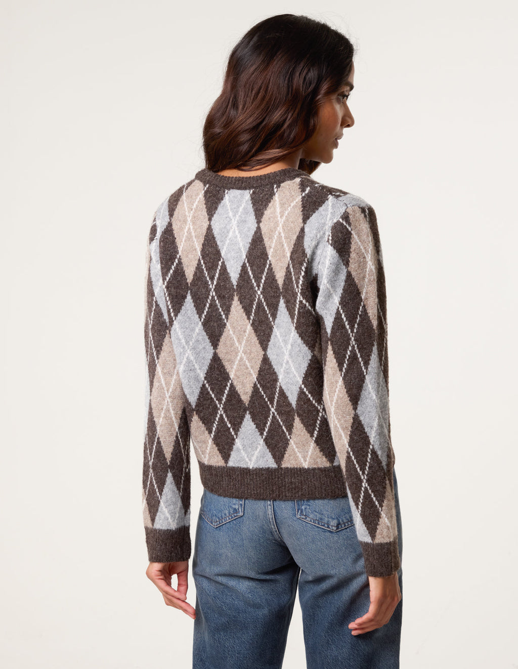 Argyle Knit Button Front Cardigan