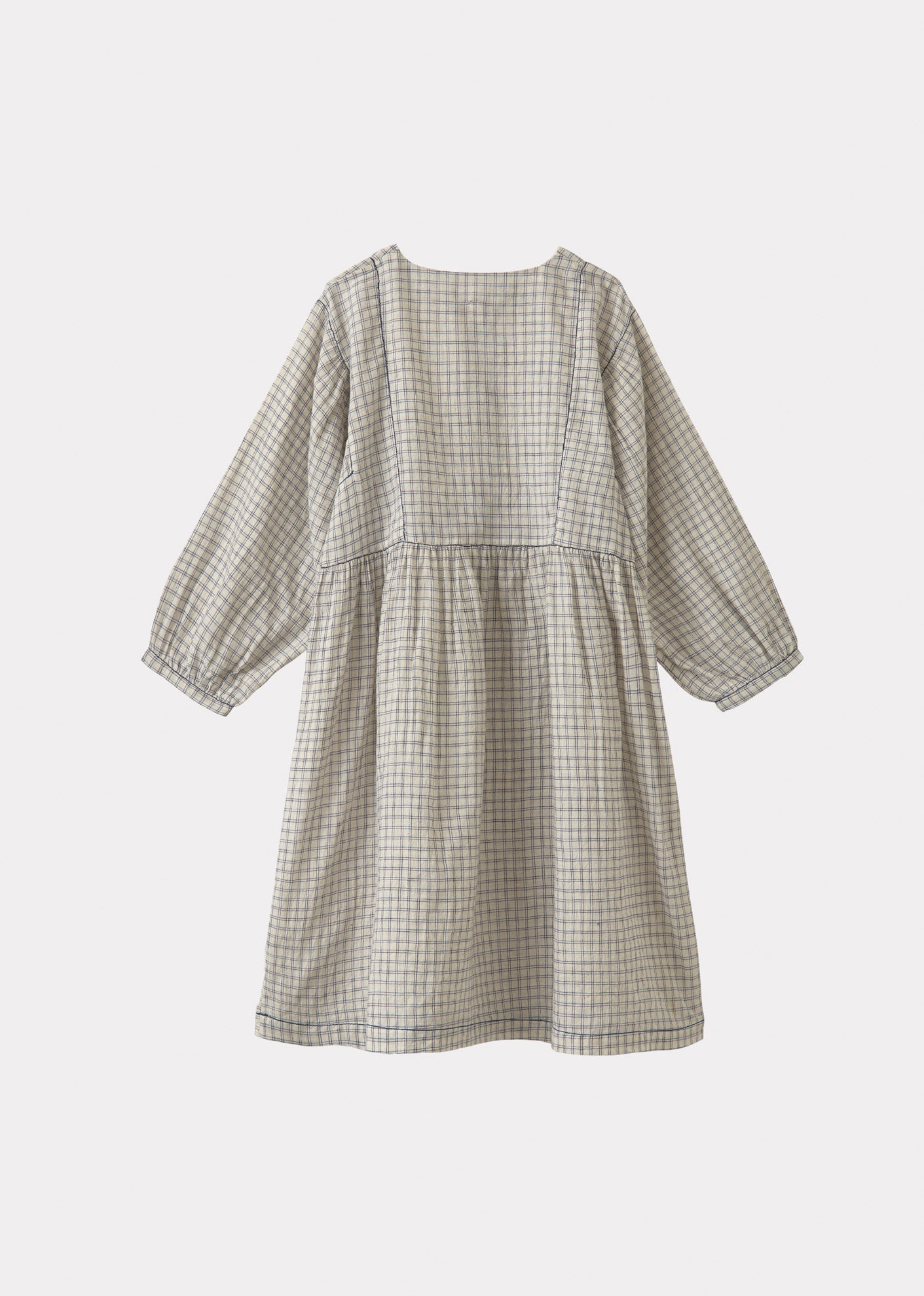 YARROW GIRL'S COTTON DRESS  - WHITE / NAVY CHECK