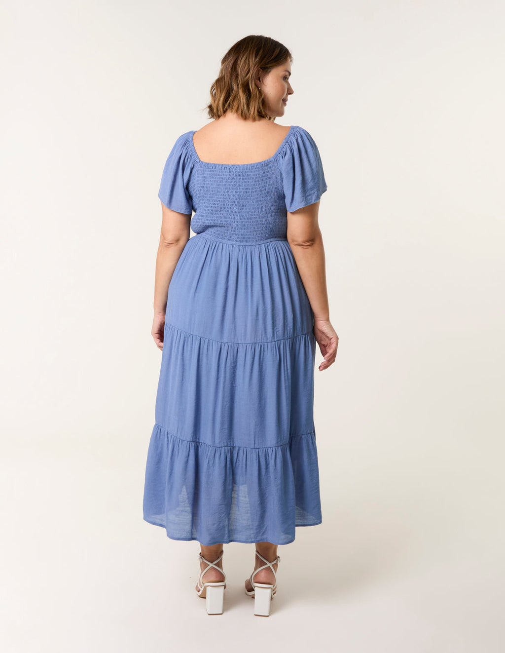 Curve Flutter Sleeve Midi Dress