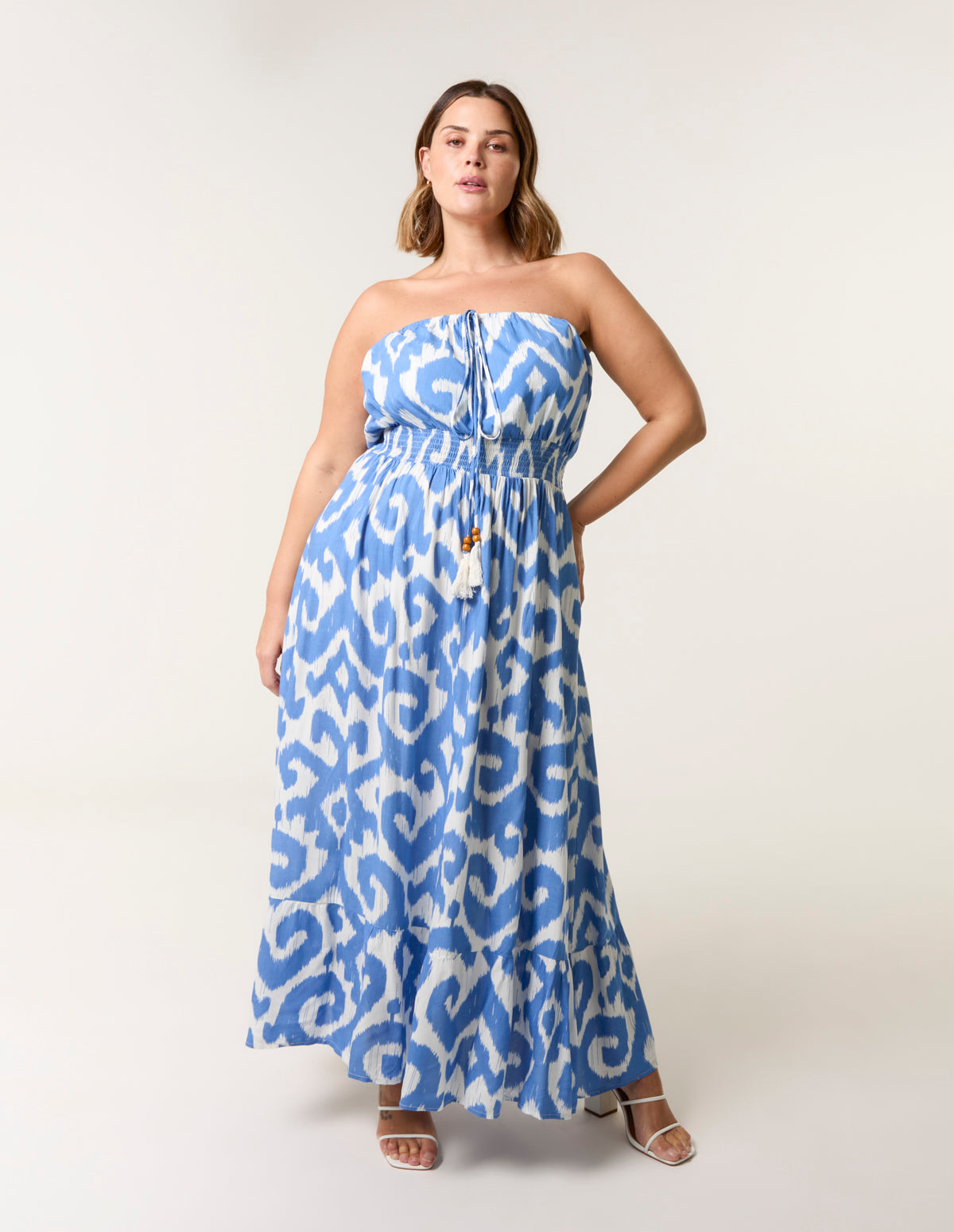 Curve Bandeau Shirred Waist Dress