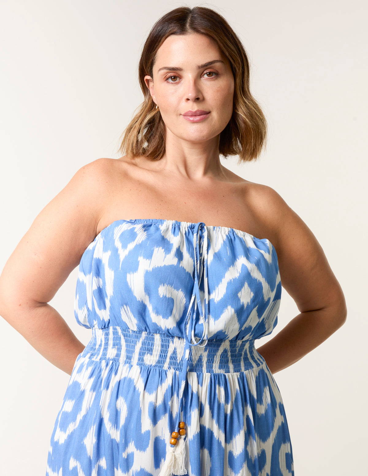 Curve Bandeau Shirred Waist Dress