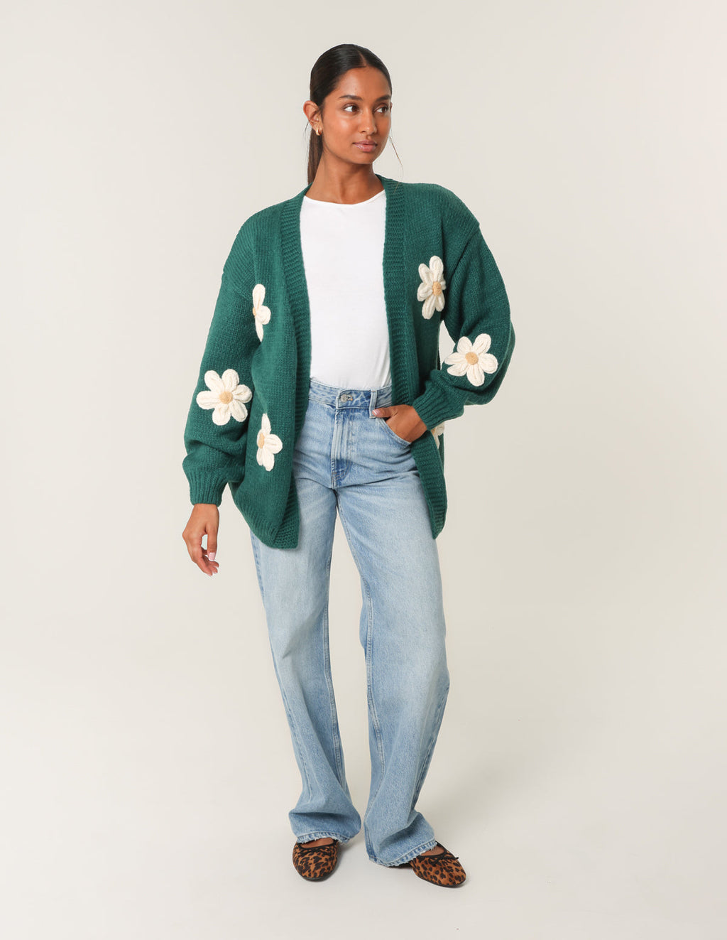 Daisy Large Flower Cardigan