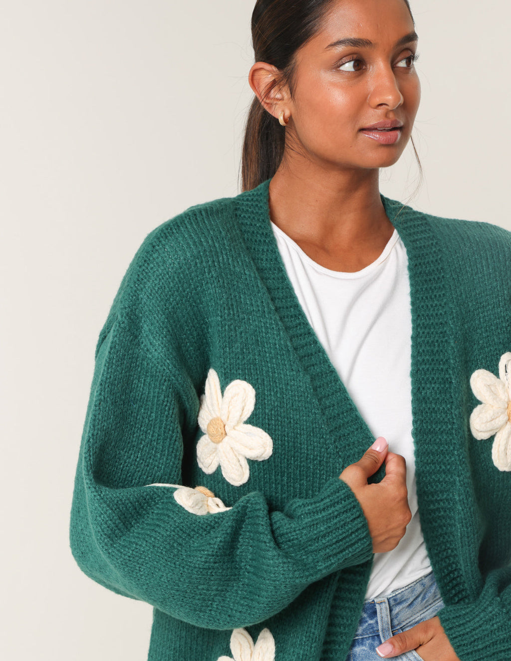 Daisy Large Flower Cardigan