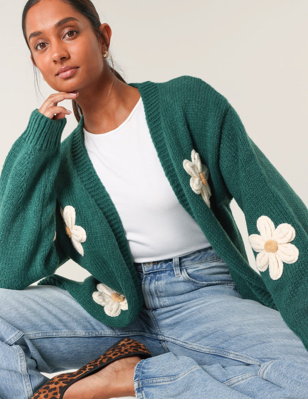 Daisy Large Flower Cardigan