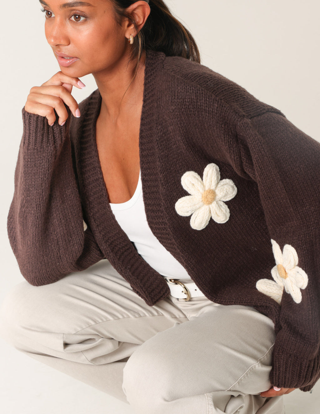 Daisy Large Flower Cardigan